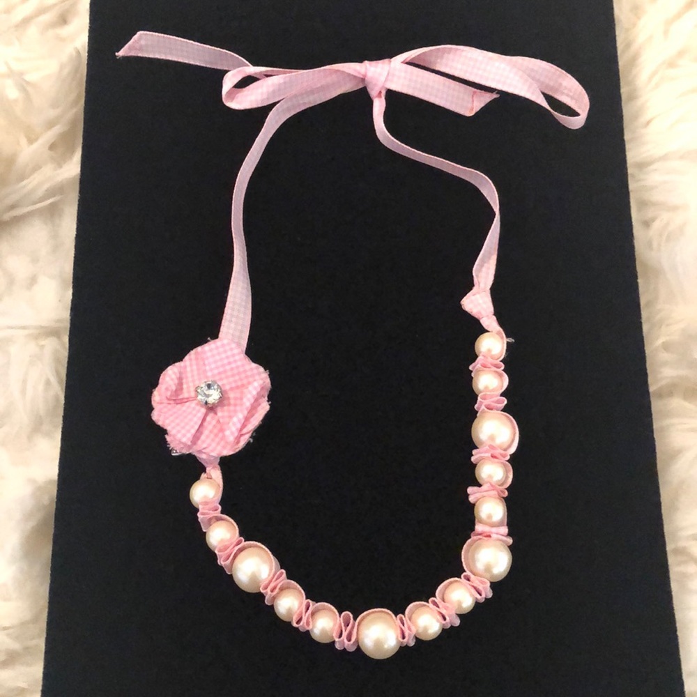 Stella & Dot Girls Pearl and Ribbon Necklace